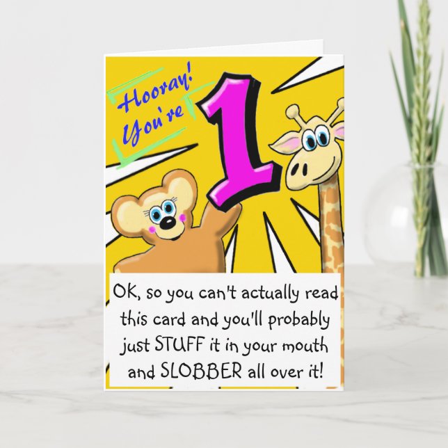 Funny First Birthday Card (Front)