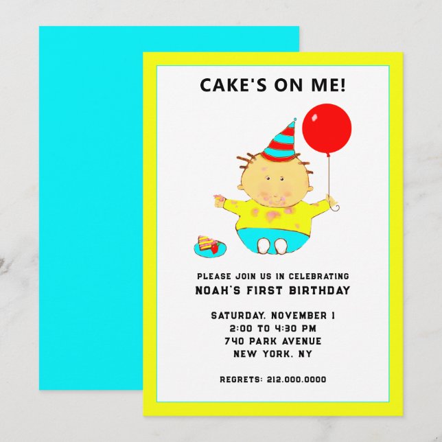 funny first birthday party invitation (Front/Back)
