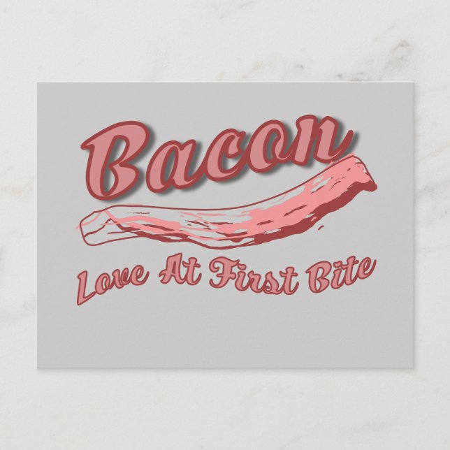 funny first bite retro bacon lover postcard (Front)