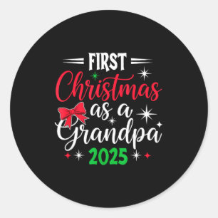Funny First Christmas As Grandpa 2025 Matching Coq Classic Round Sticker