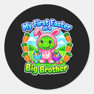 Funny First Easter As A Big Brother Cute Easter Classic Round Sticker