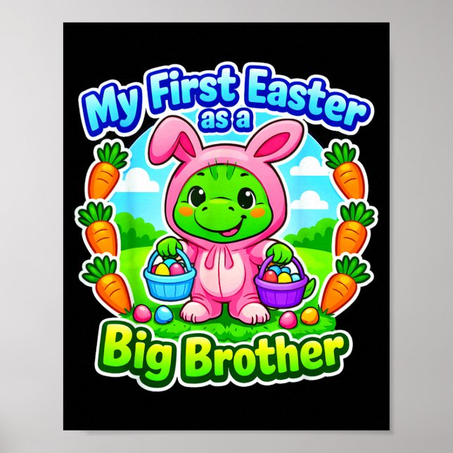 Funny First Easter As A Big Brother Cute Easter Poster (Front)
