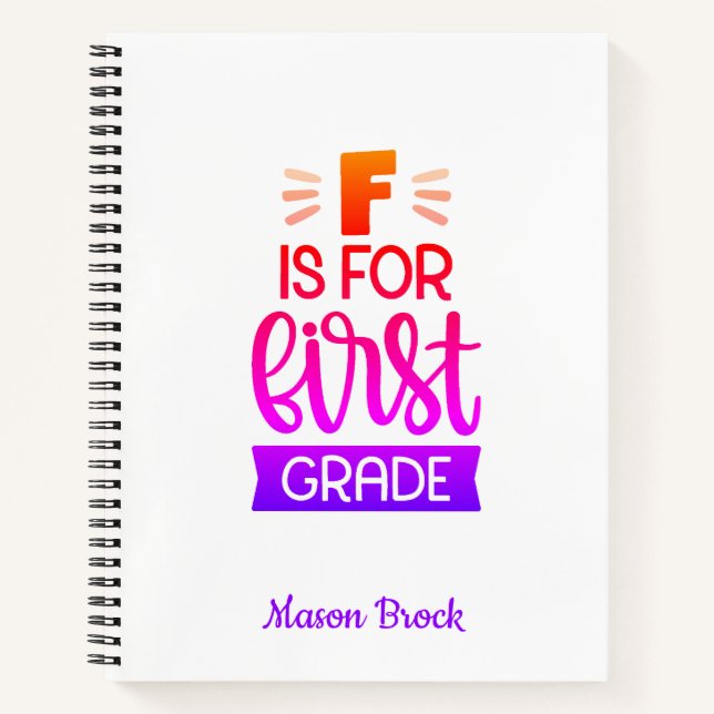 Funny First grade student school personalised gift Notebook (Front)