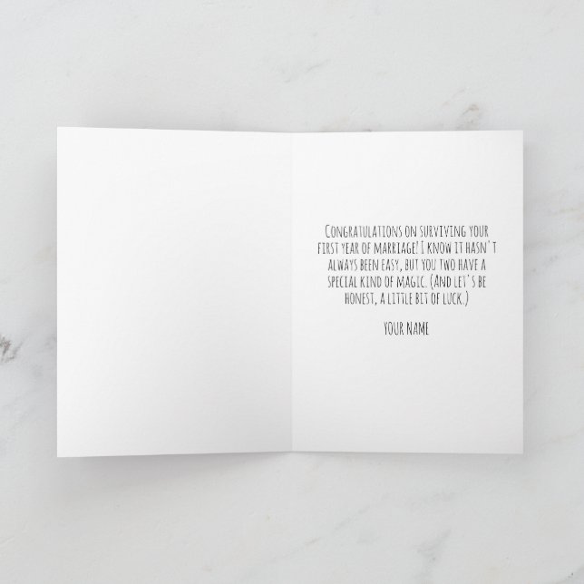 funny first wedding anniversary cards (Inside)