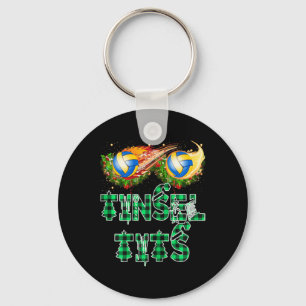Funny First Xmas As A Momma Tinsel Volleyball Mama Key Ring