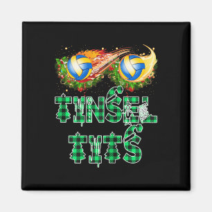 Funny First Xmas As A Momma Tinsel Volleyball Mama Magnet