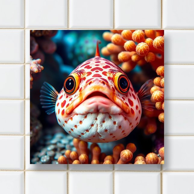 Funny Fish and Coral Close  Ceramic Tile (Creator Uploaded)