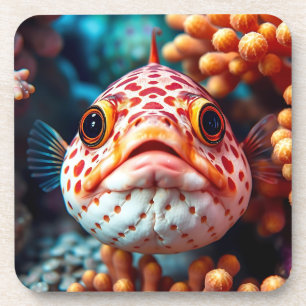 Funny Fish and Coral Close  Coaster