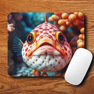 Funny Fish and Coral Close Mouse Pad