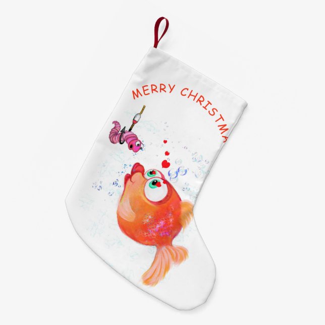 Funny Fish and Worm Christmas Stocking (Front (Hanging))