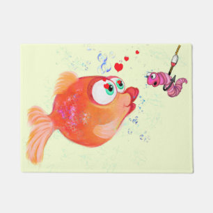 Funny Fish and Worm Doormat