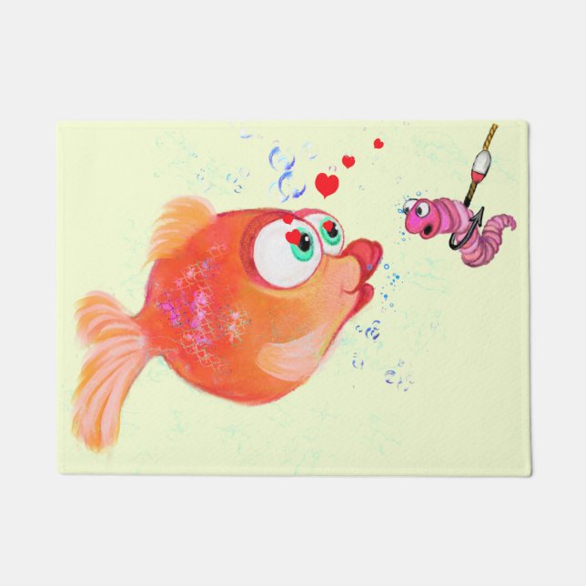 Funny Fish and Worm Doormat (Front)