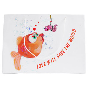 Funny Fish and Worm Gift Bag
