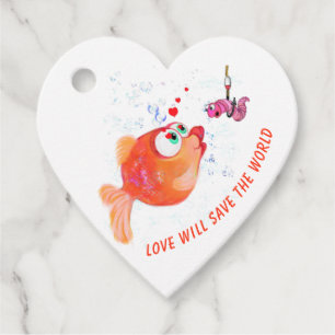 Funny Fish and Worm Gift Tags - Custom Text