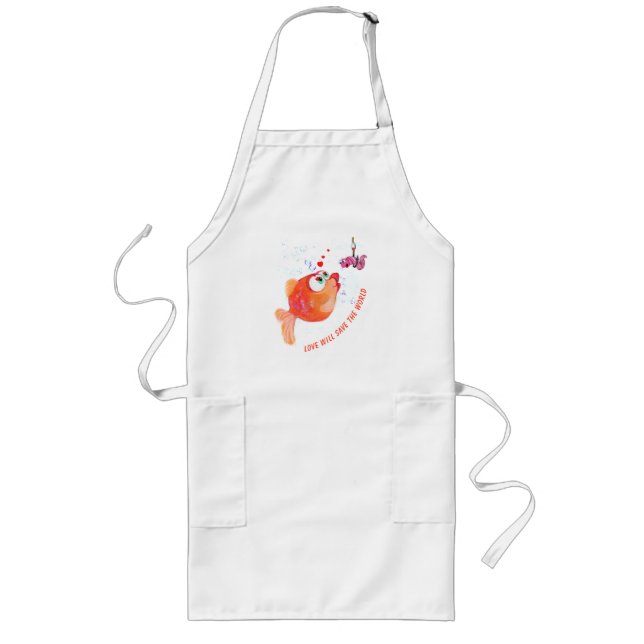 Funny Fish and Worm Love Romantic Apron (Front)
