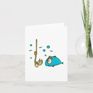 Funny Fish and Worm on Hook Fishing Humour Card