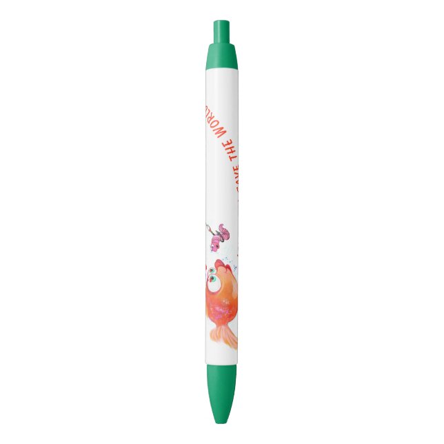 Funny Fish and Worm Pen - Custom Text (Front Vertical)