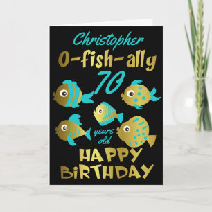 Funny Fish Any Age Gold Birthday Card