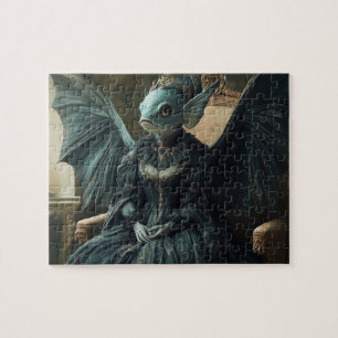 Funny Fish Bat Royalty AI Generated Art Jigsaw Puzzle
