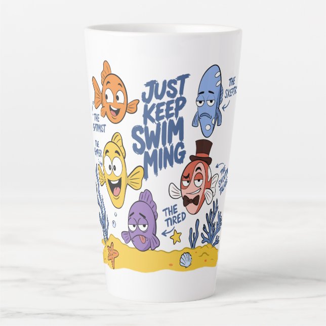 Funny Fish Characters Latte Mug (Front)