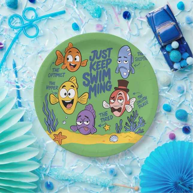 Funny Fish Characters Paper Plate (Party)