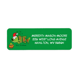 Funny Fish Christmas Bass Fishing Cute Cartoon Return Address Label