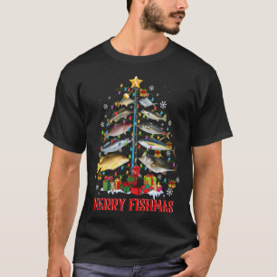 Funny Fish Christmas Tree For Men Grandpa Fishing T-Shirt