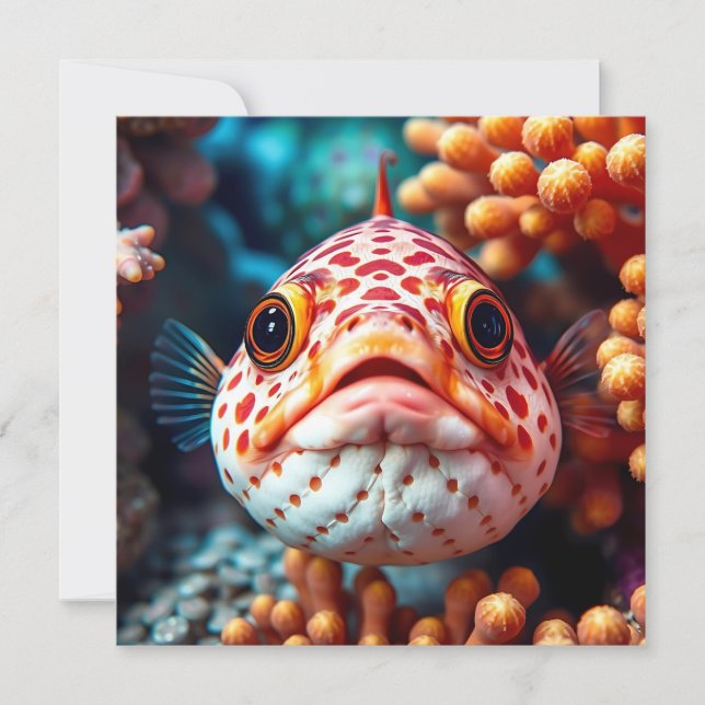 Funny Fish Close Up Blank Card (Front)
