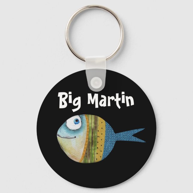 funny fish, comic design coffee mug key ring (Front)