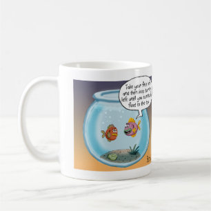 Funny Fish Directions cartoon about life and death Coffee Mug