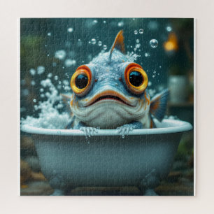 Funny fish in the bath jigsaw puzzle