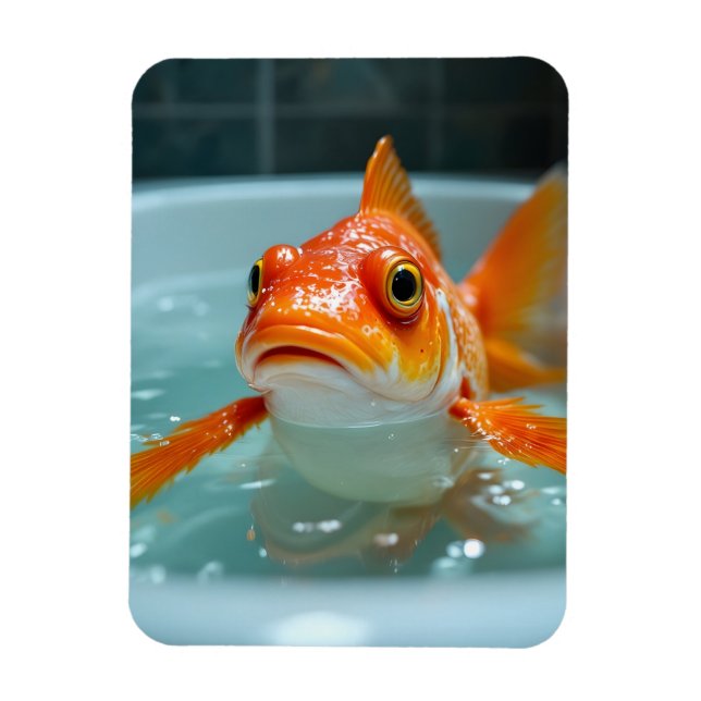Funny fish in the bath magnet (Vertical)