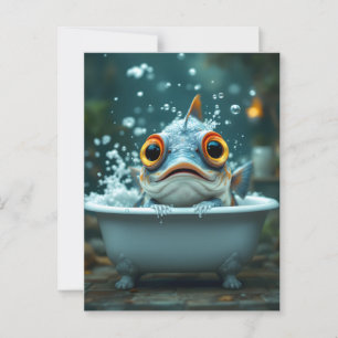 Funny fish in the bath postcard