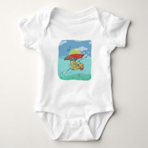 Funny fish kayaking baby bodysuit