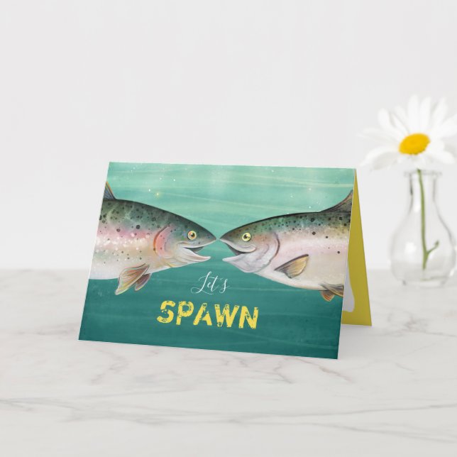 Funny Fish Monogram Hearts Valentine's Day Card (Small Plant)