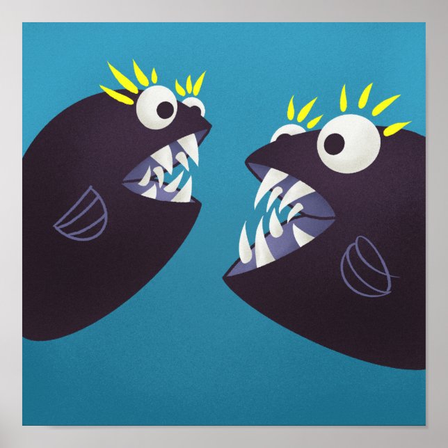 Funny Fish Monsters Talking Kids Poster (Front)