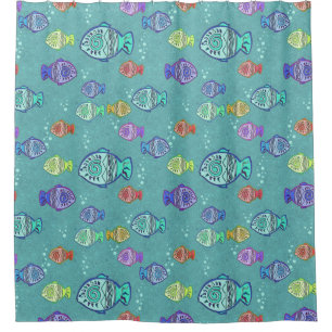 Funny FISH pattern coloured + your ideas Shower Curtain