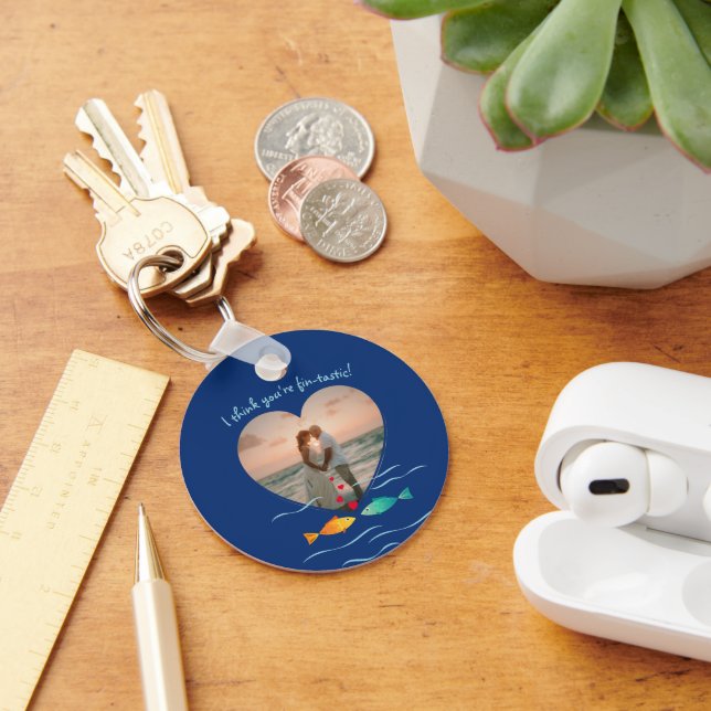 Funny Fish Pun Custom Photo Valentine's Day Key Ring (Desk)