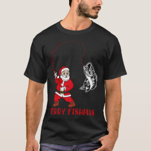 Funny Fish Santa Christmas For Men Grandpa Fishing T-Shirt