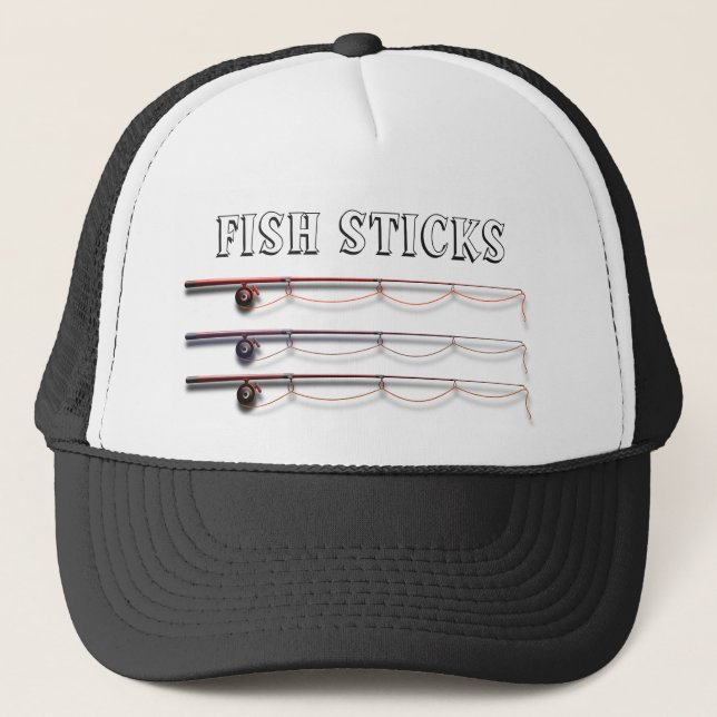 Funny "Fish Sticks" with Fishing Rods Trucker Hat (Front)