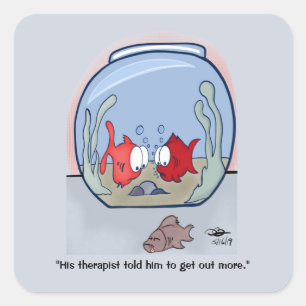Funny Fish Story Square Sticker