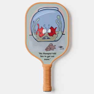 Funny Fish Story Tan Pickleball Paddle