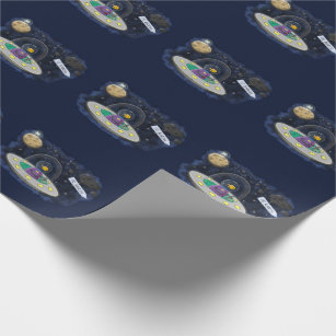 Funny fish UFO space ship cartoon illustration Wrapping Paper