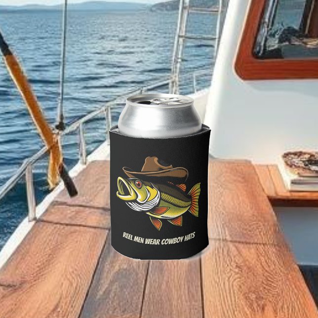 Funny Fish with a Cowboy Hat- Can Cooler (Gifts for Him Funny Fish with a Cowboy Hat- Can Cooler)