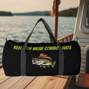 Funny Fish with a Cowboy Hat-Fisherman Core- Duffle Bag