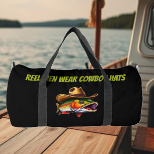 Funny Fish with a Cowboy Hat-Fisherman Core- Duffle Bag