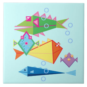 Funny fish with bubbles ceramic tile