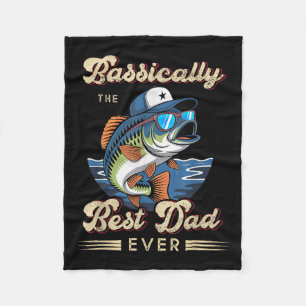 Funny Fisherman Best Dad Ever B Fishing Fathers Da Fleece Blanket