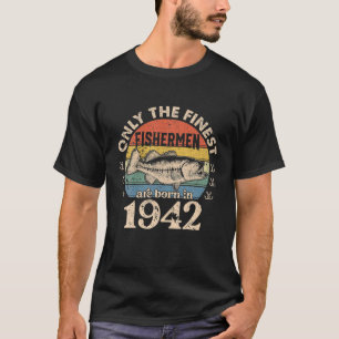 Funny Fisherman Born In 1942 80Th Birthday Men 80 T-Shirt