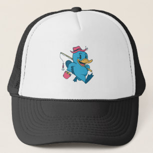 Funny Fisherman Duckbill Cartoon Design Trucker Hat